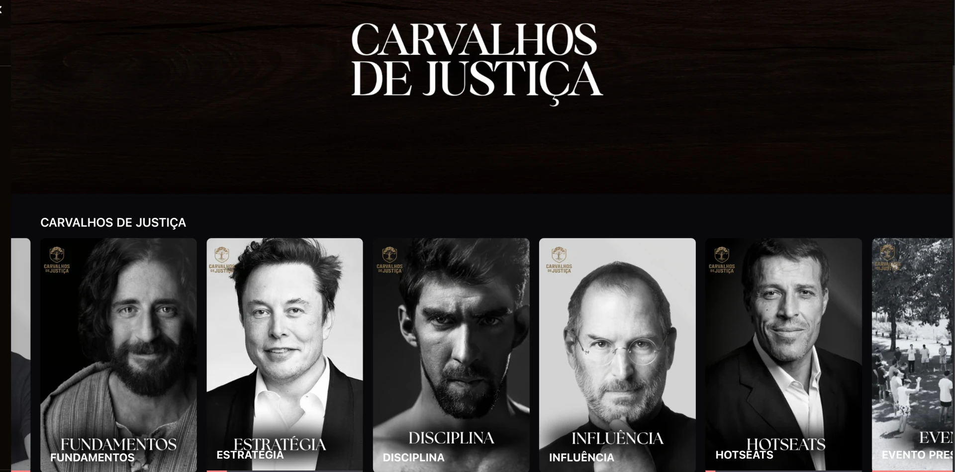 Plataforma com os módulos das mentorias